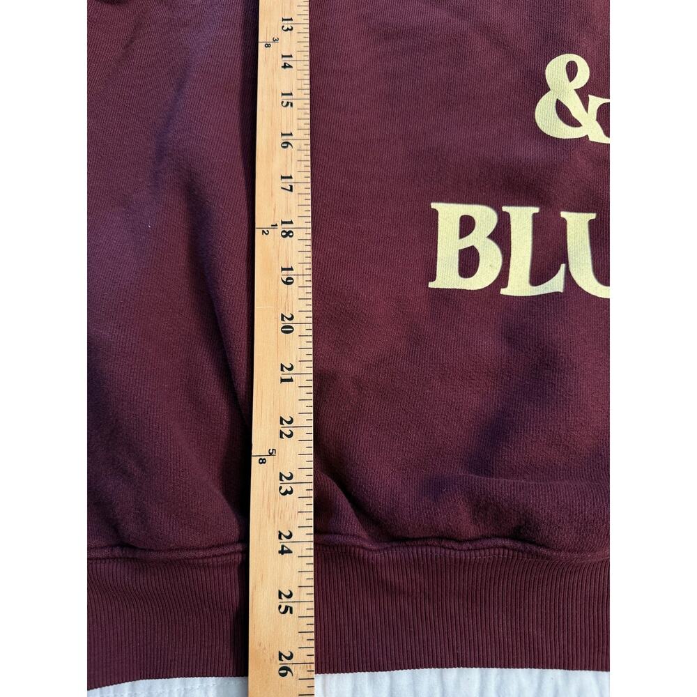 People Of Leisure Sweatshirt Womens Large Red Wine & Blue Graphic Crewneck - Picture 6 of 7